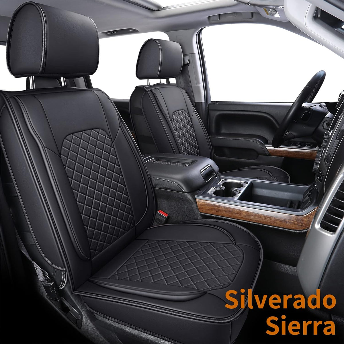 Black Faux Leather Seat Covers Full Set X260720
