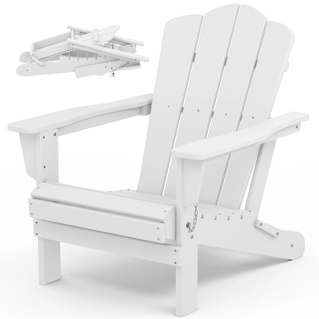 White HDPE Folding Adirondack Chair H44259