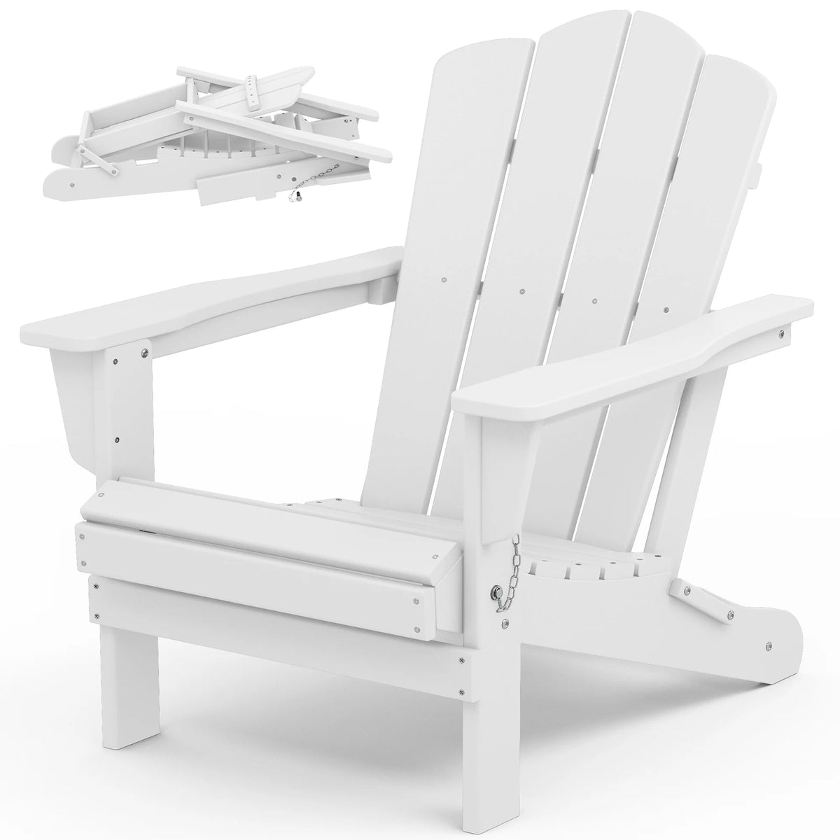 White HDPE Folding Adirondack Chair H44259