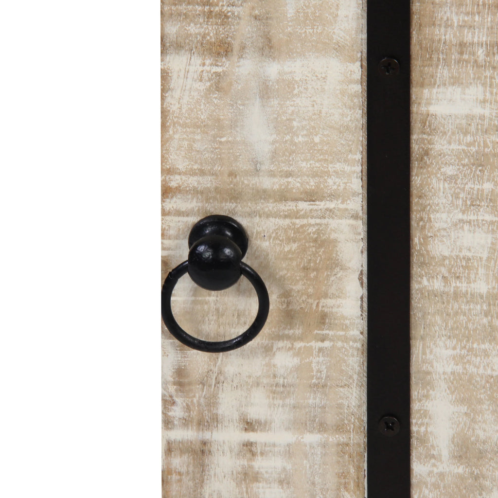 Antique White and Black Wooden Bedside Table with 1 Door R314692