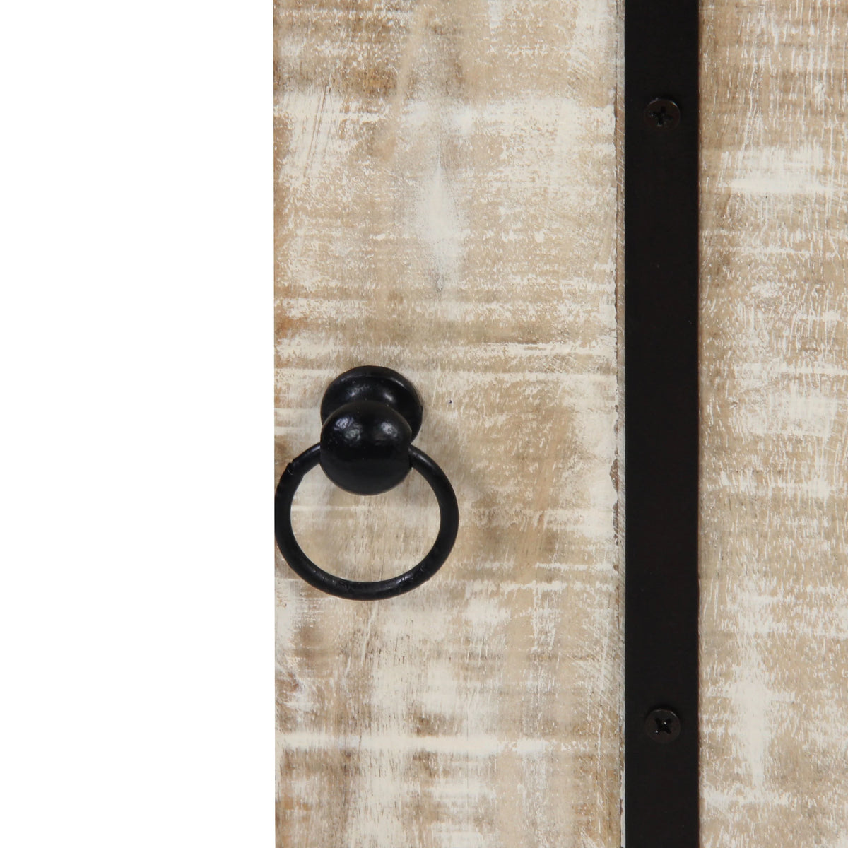 Antique White and Black Wooden Bedside Table with 1 Door R314692