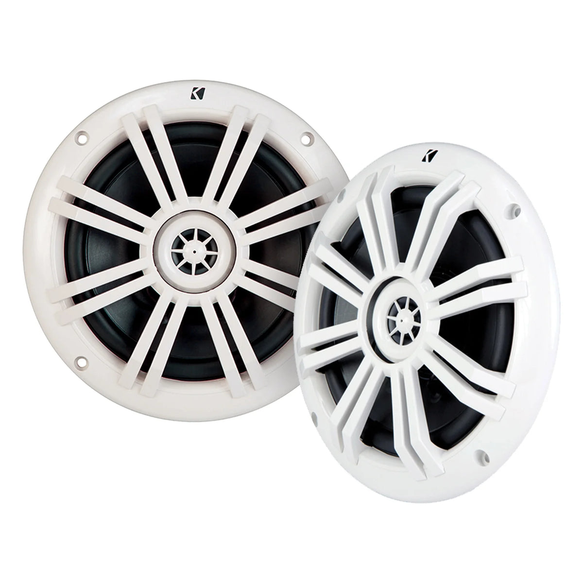 4x Kicker KM60 6.5-Inch Marine White Coaxial Speakers, 4x Kicker Marine KMTESW Tower Enclosure for 6.5-Inch Drivers White, Enrock Audio Marine Grade Spool of 50 Foot 16-Gauge Speaker Wire N707165