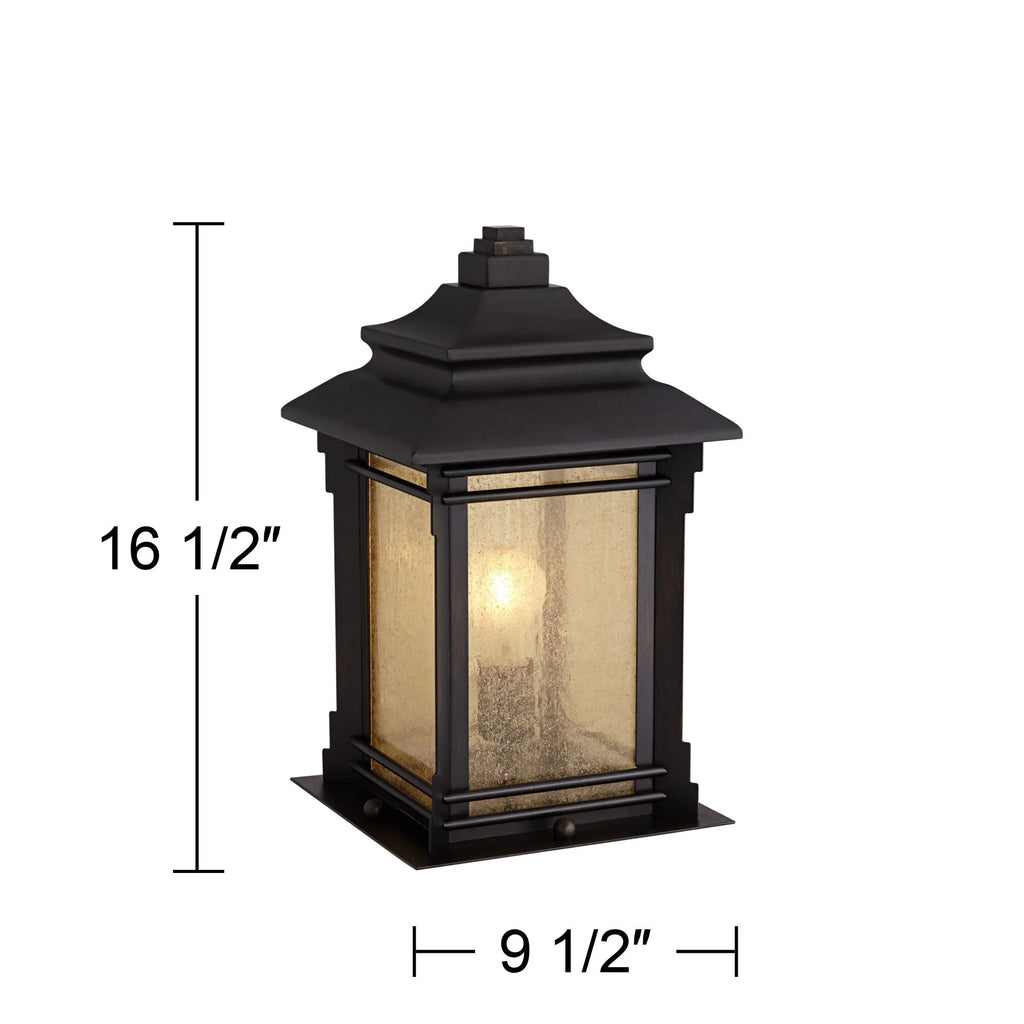 Rustic Farmhouse Outdoor Pier Mount Light Walnut Bronze Frosted Cream Glass V52301