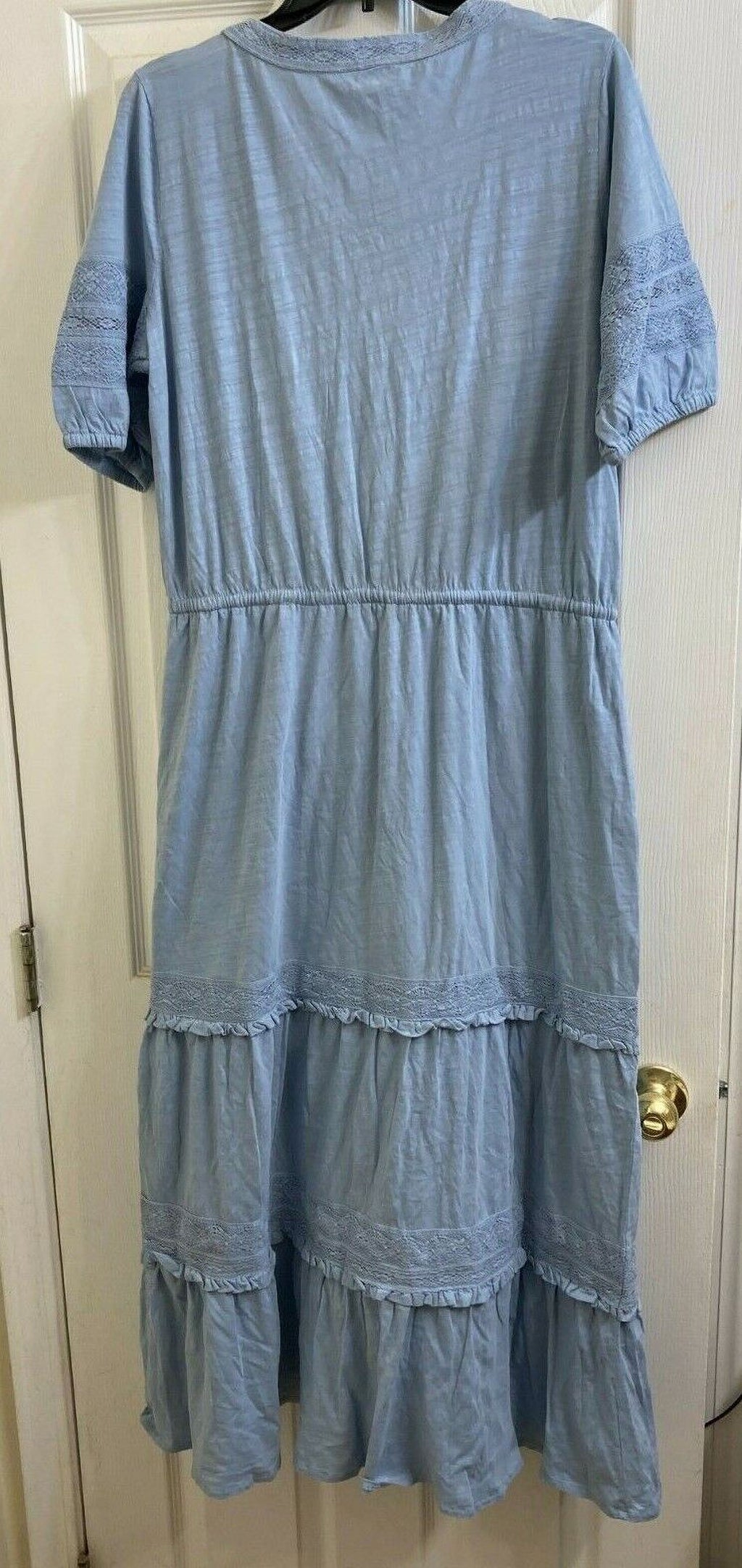 Blue Maxi Lace Trim Dress C86386