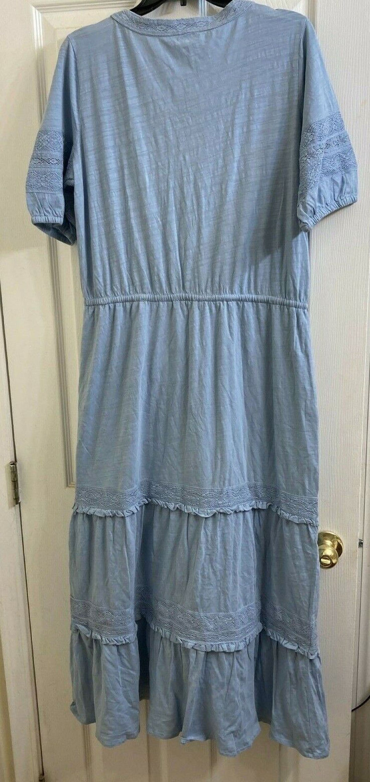 Blue Maxi Lace Trim Dress C86386