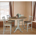 36" Round Solid Wood Extension Dining Table with 4 Counter Height Stools N603