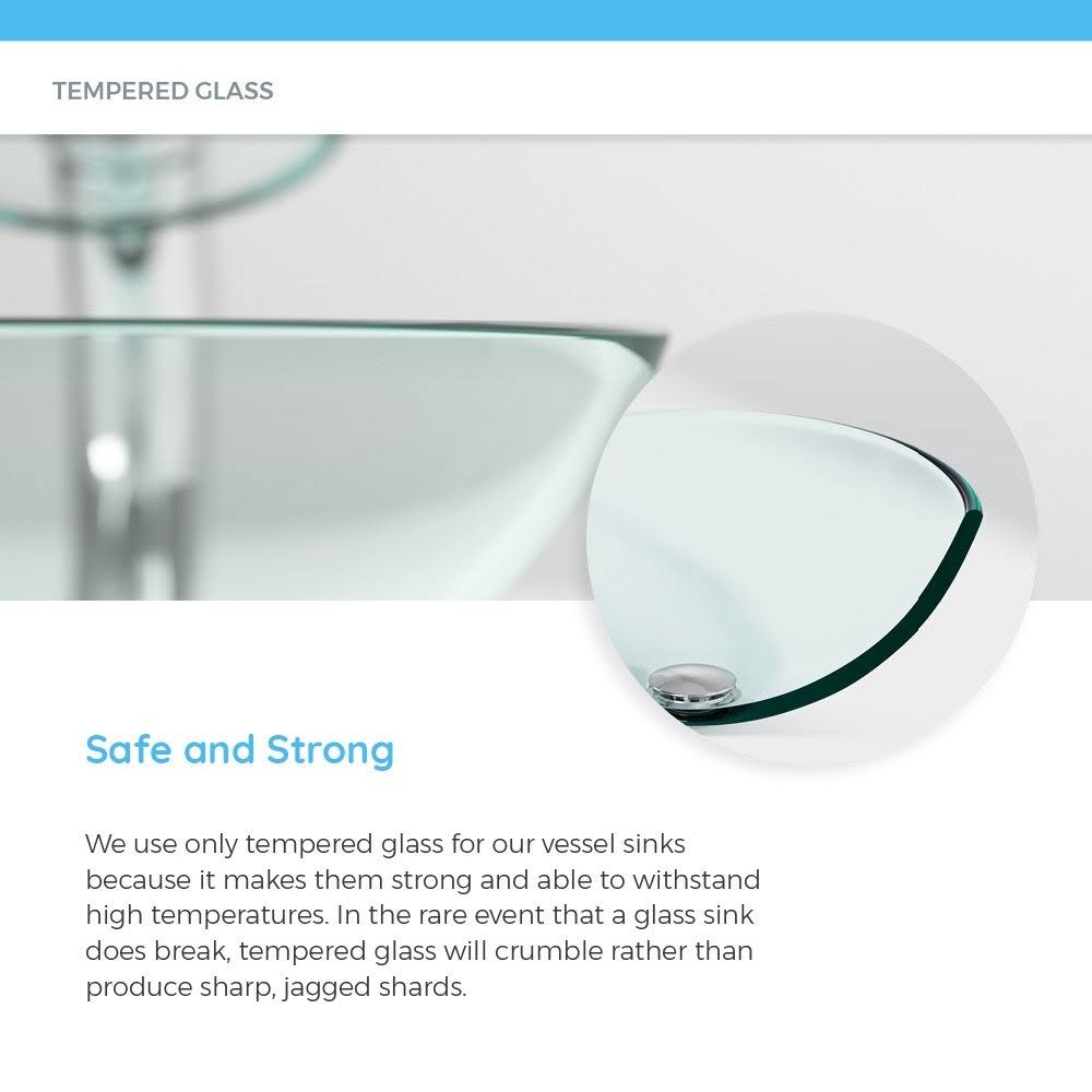 Crystal Vessel Sink Ensemble with Chrome Finish Faucet, Pop-Up Drain, and Sink Ring A283406