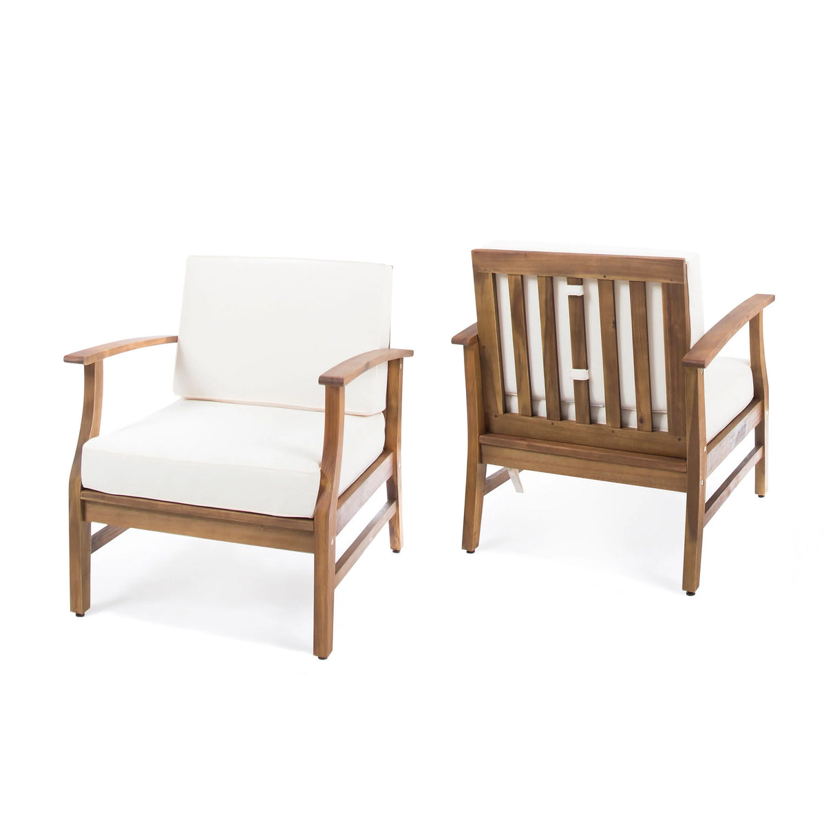Acacia Wood Club Chairs with Cushions, Set of 2 G989