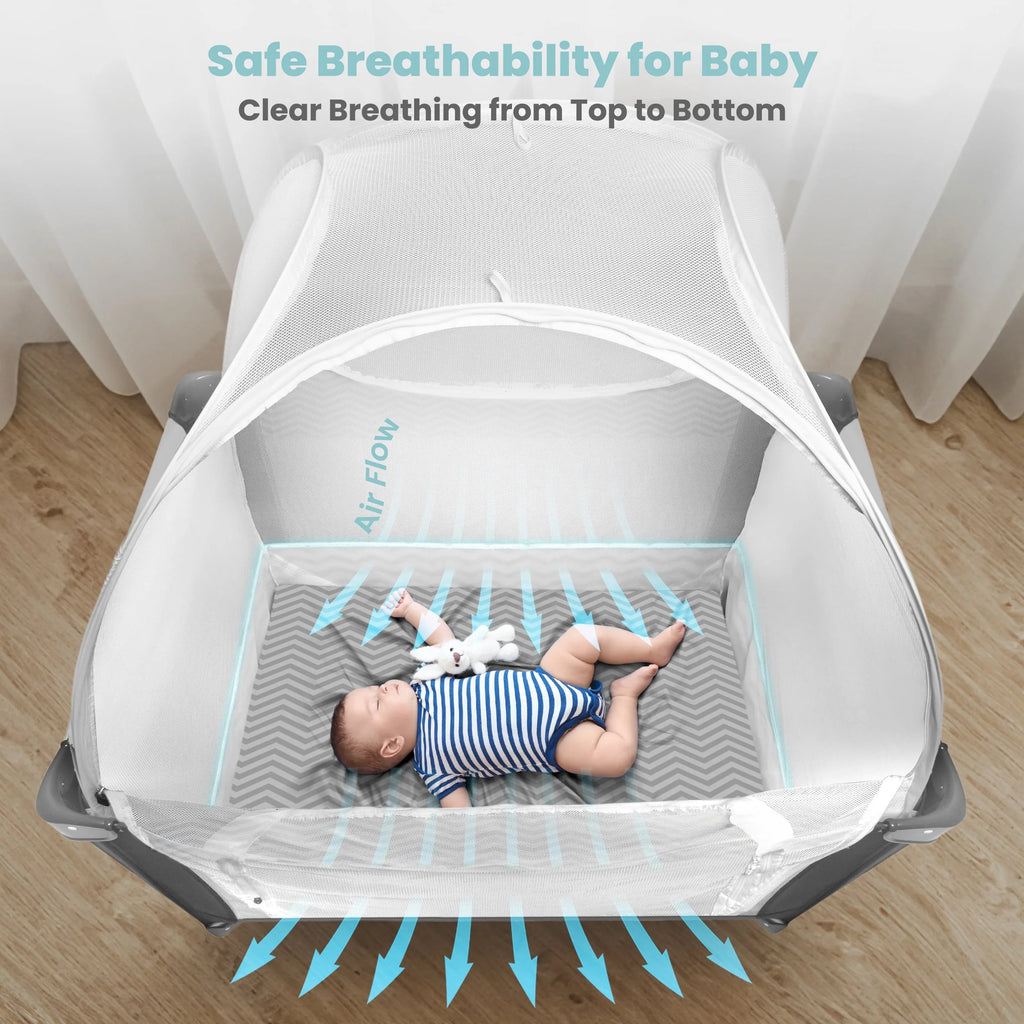 Baby Safety Pop Up Pack n Play Tent with Auto-Lock Zippers Y49056