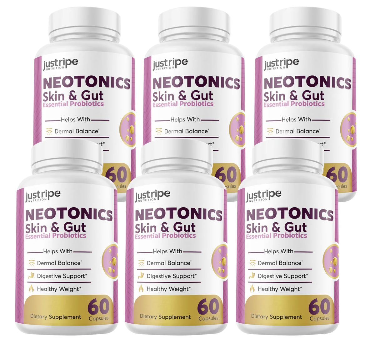 6 Pack Skin & Gut Probiotics Supplement Pills W622348