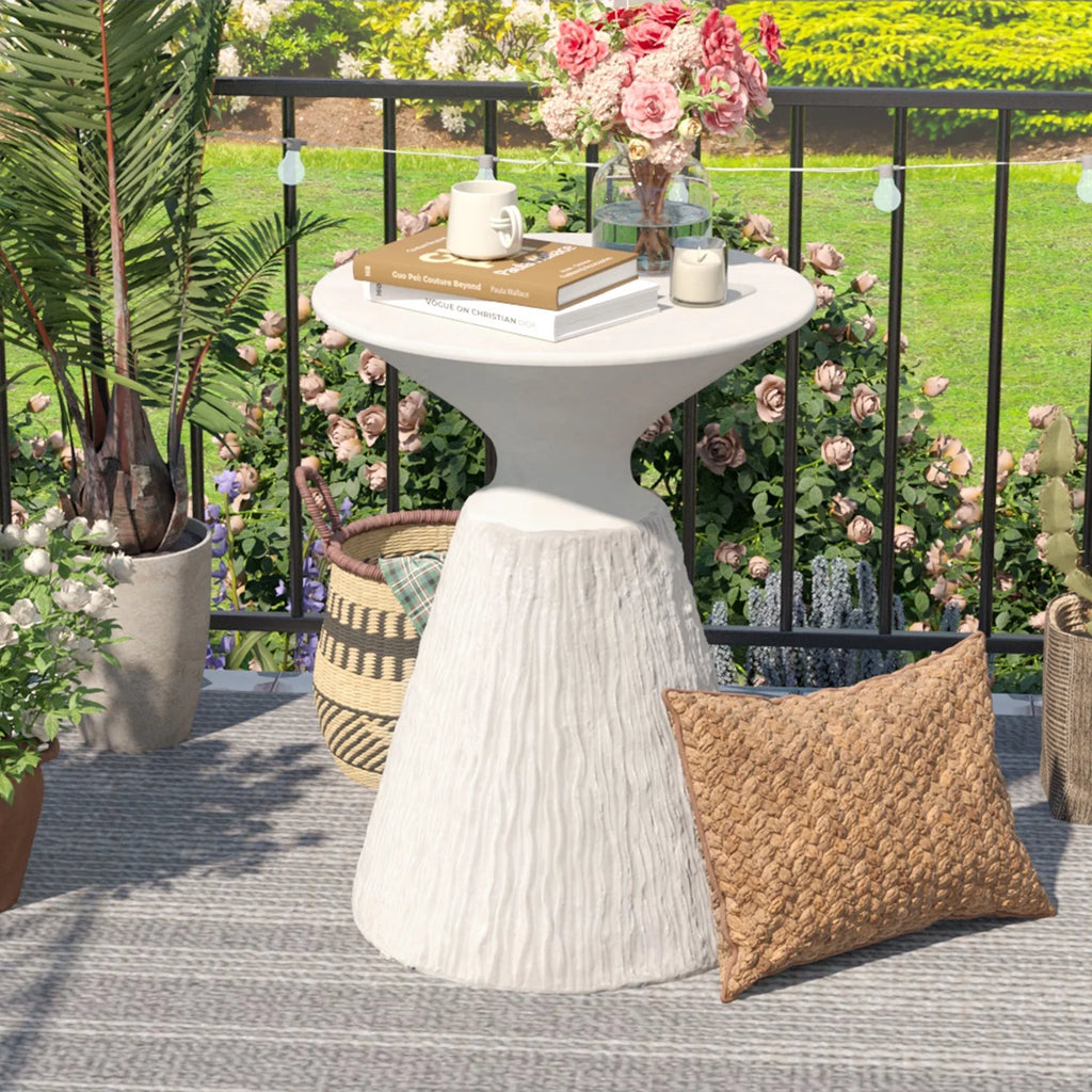 White Round Concrete Side Table Z6415
