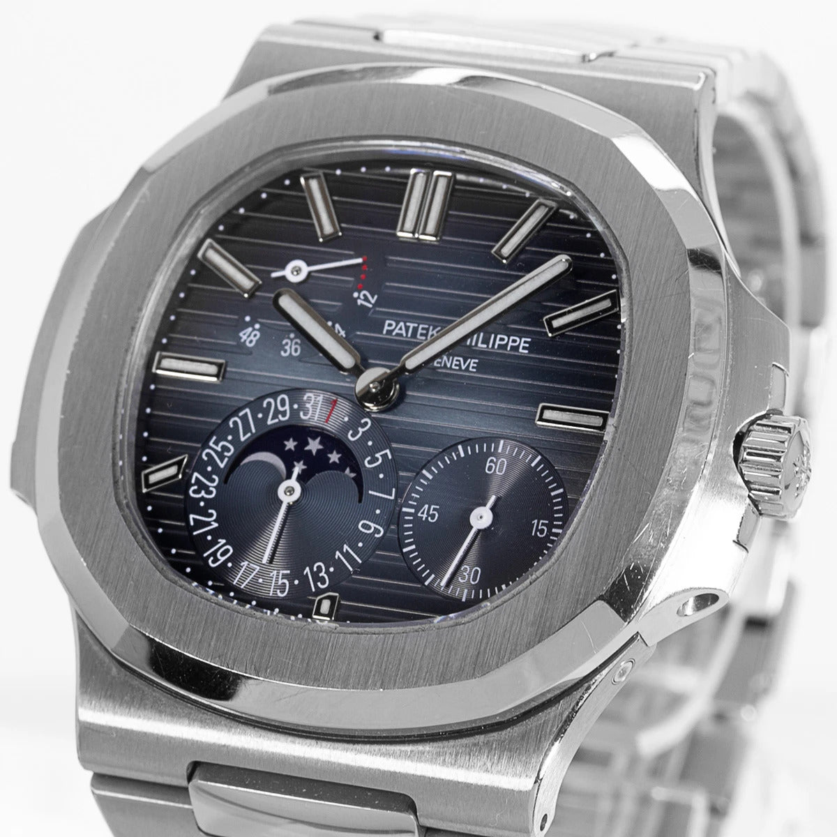 Blue Dial Moon Phases Steel 40mm E384846