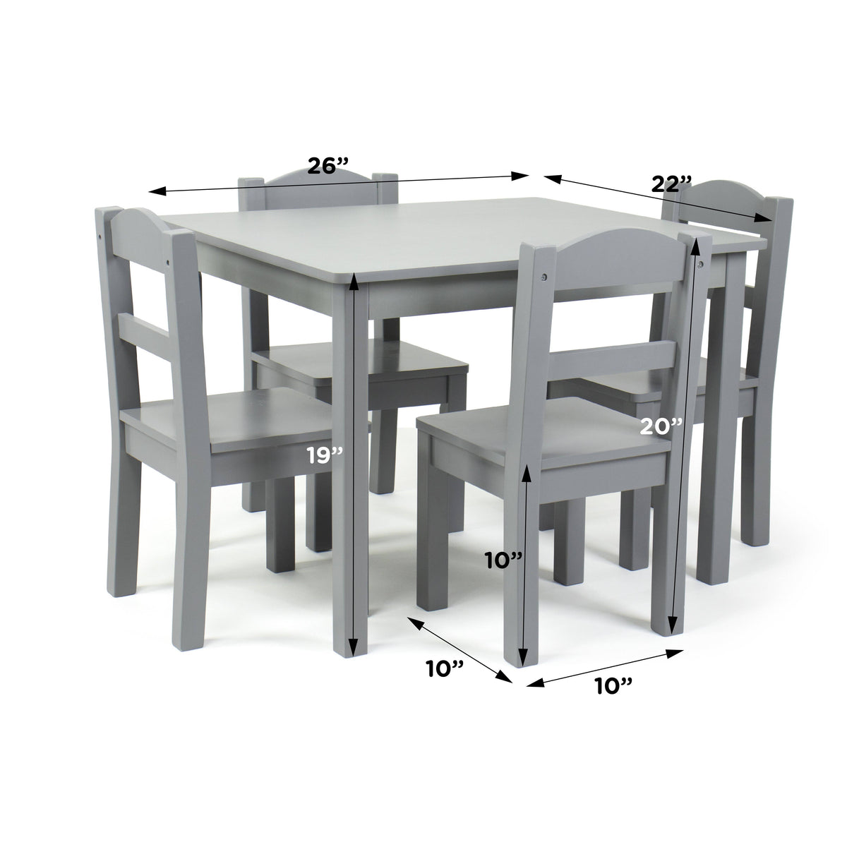 Grey Wood Kids Table and 4 Chair Set B8907