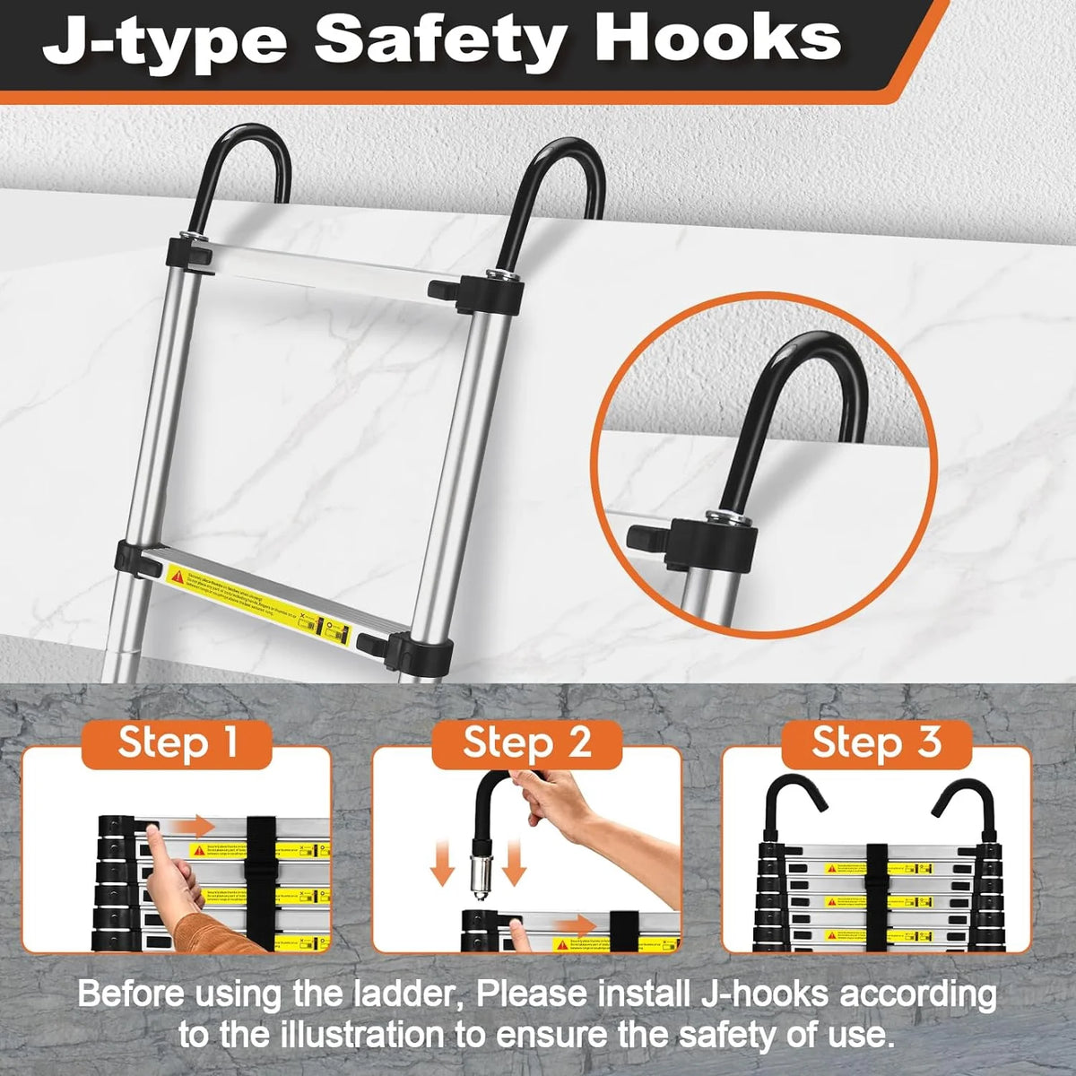 12.5 FT Aluminum Telescoping Ladder with Stabilizers X29290
