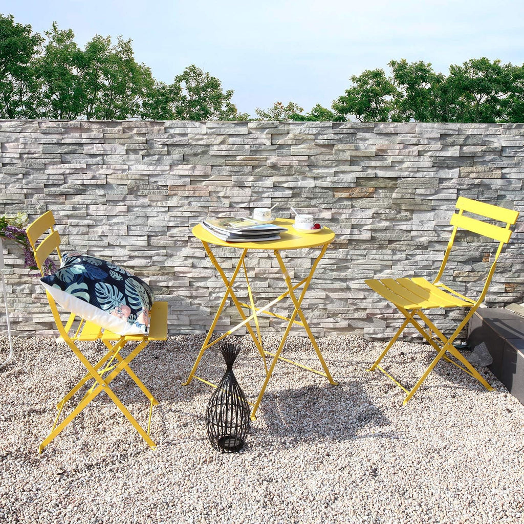 3pc Metal Folding Bistro Set, 2 Chairs and 1 Table, Macaron Blue A497