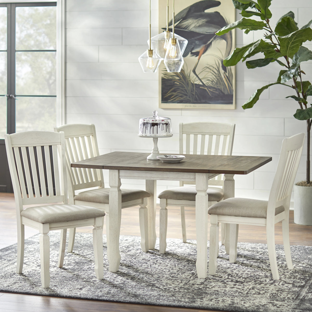 50 x 36 x 30 Walnut Antique White Square Dining Table G705