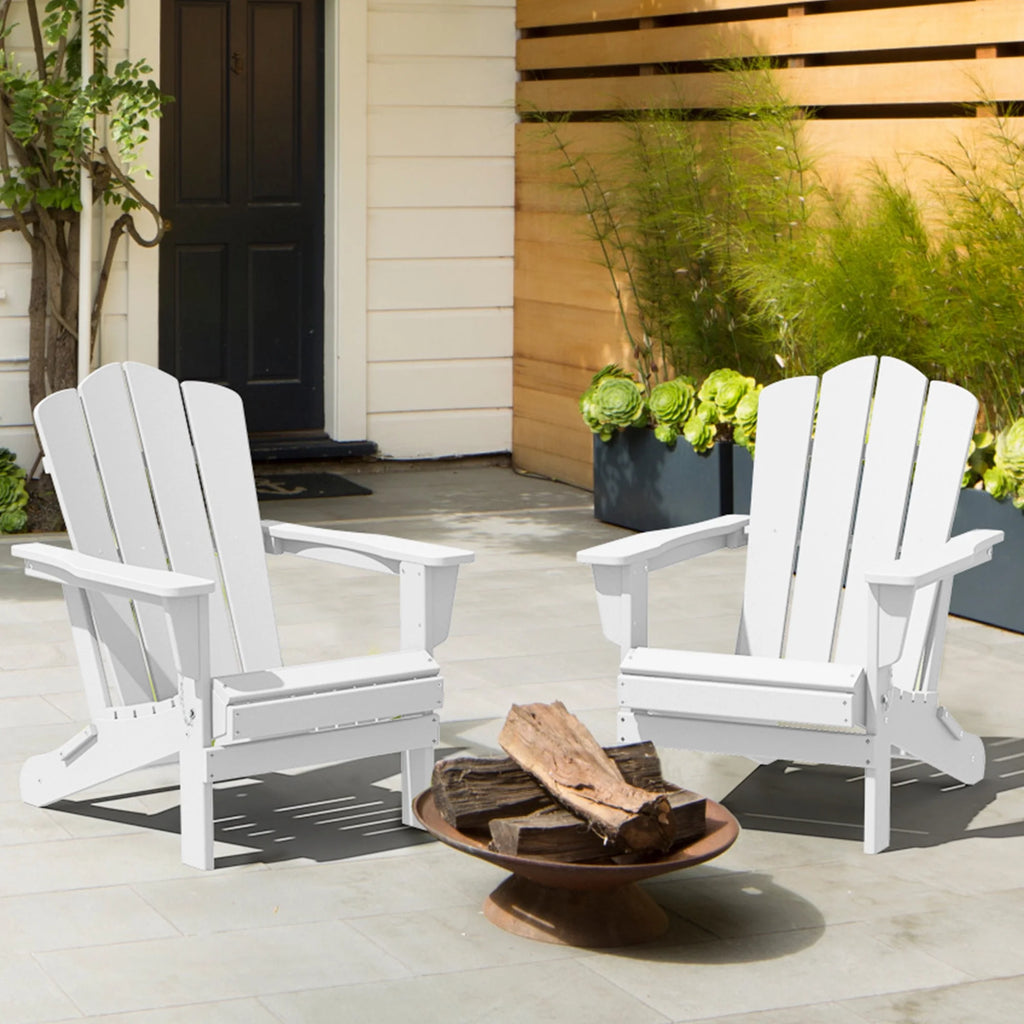White HDPE Folding Adirondack Chair H44259