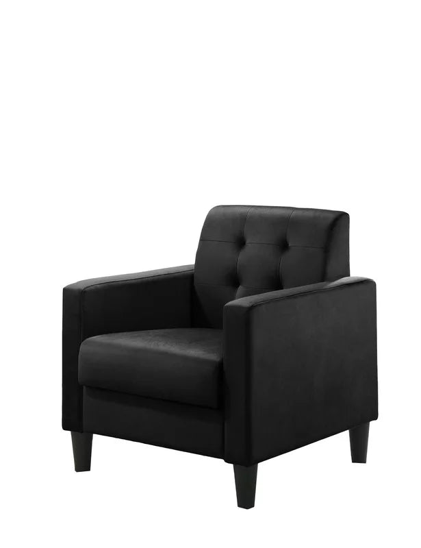Black Velvet Armchairs and End Table Living Room Set N856728
