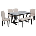 6-piece Dining Table with 4 Chairs & 1 Bench N801