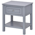 Accent End Table with Gray Tabletop, Storage Drawer, and Bottom Shelf B388