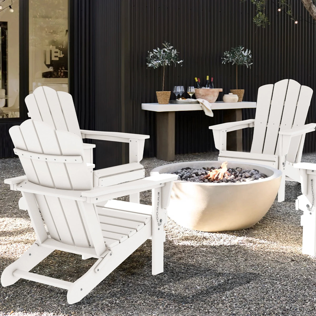 White HDPE Folding Adirondack Chair H44259