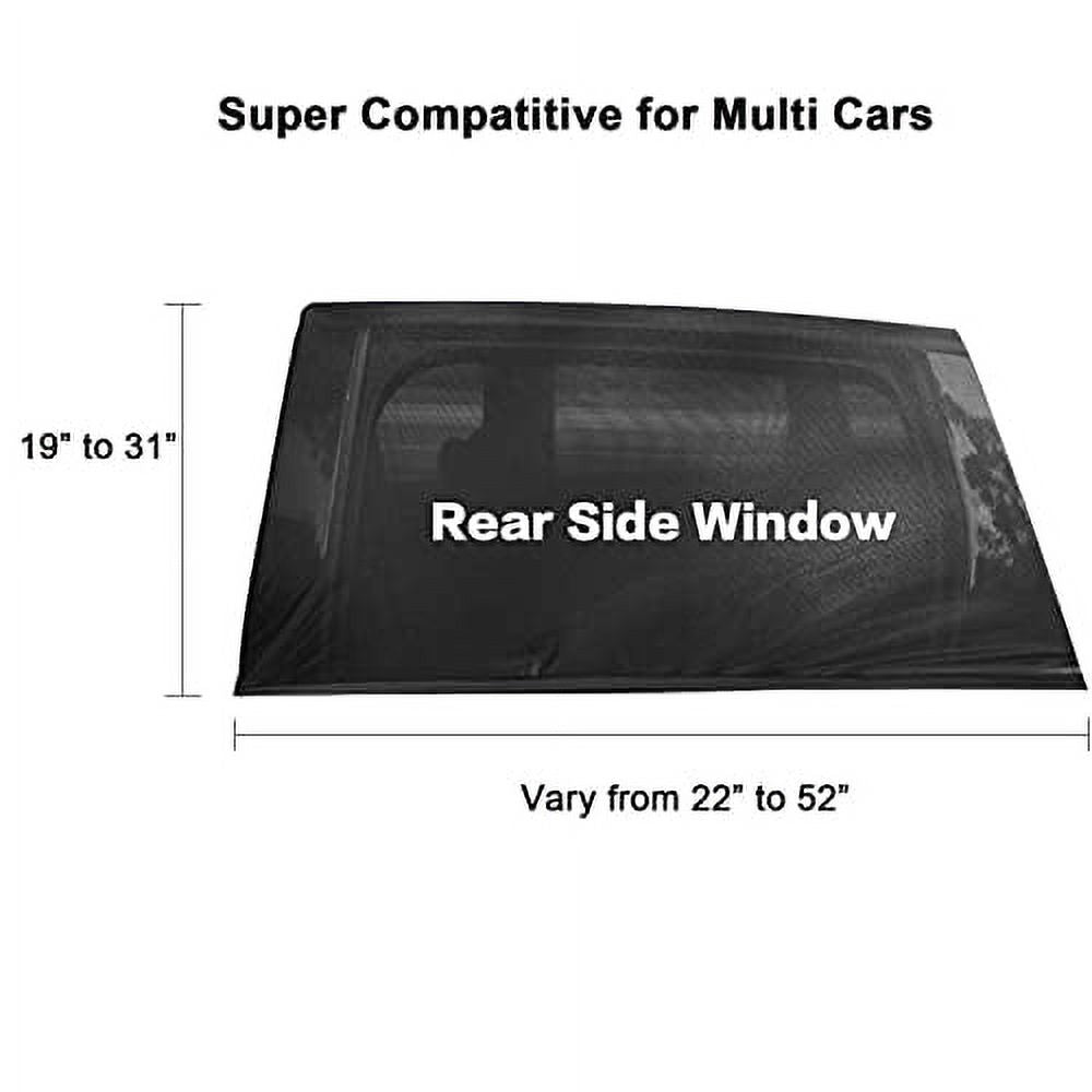 2Pack Large Size 42" to 53" Car Window Sunshades with Breathable Mesh Side Window Screen D4471
