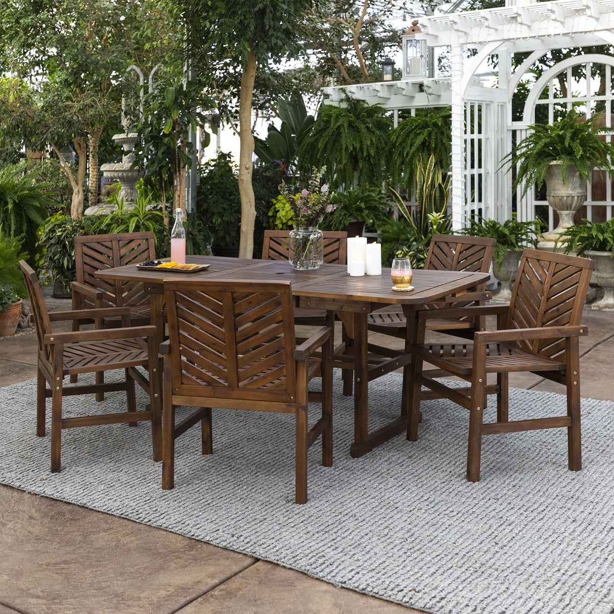 Dark Brown 7-Piece Wood Outdoor Patio Dining Set G5897