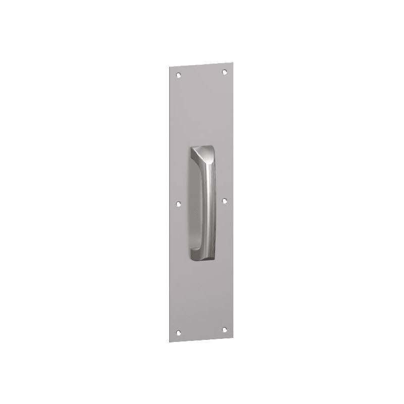 Square Corner Pull Plate on Satin Stainless C713