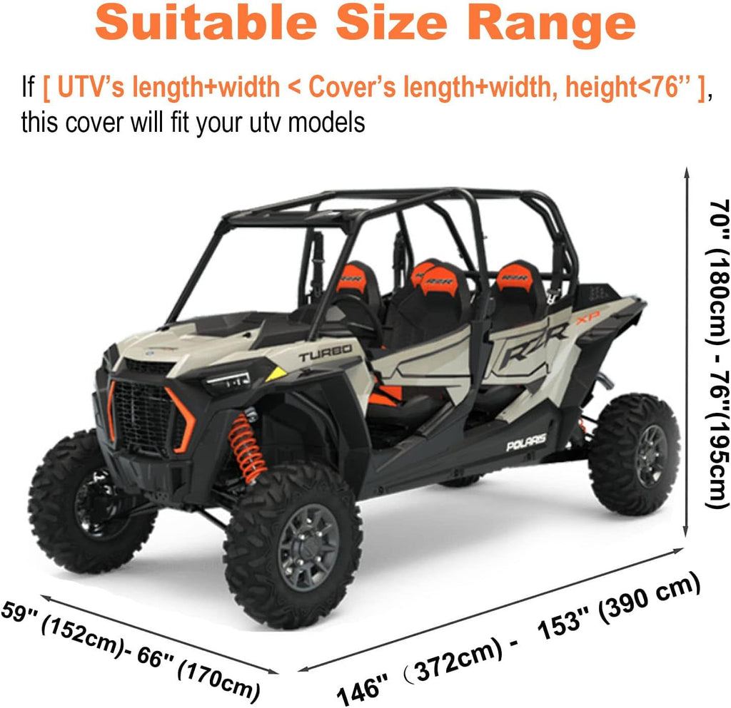Heavy Duty Waterproof 4-6 Seater 4 Door UTV Cover with Reflective Strip M8705