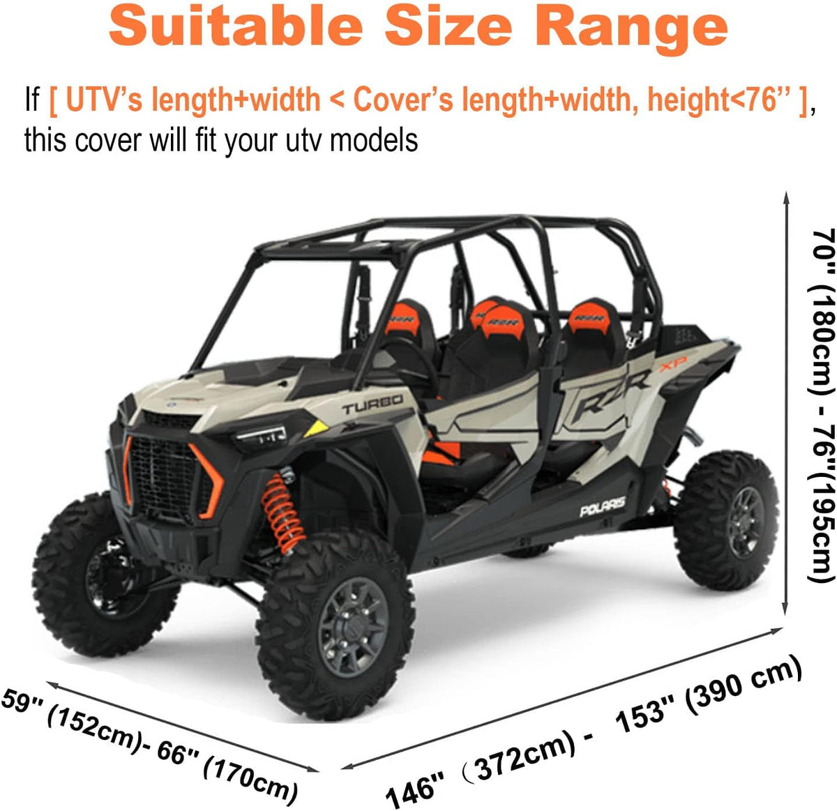 Heavy Duty Waterproof 4-6 Seater 4 Door UTV Cover with Reflective Strip M8705
