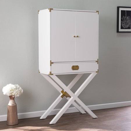 White Tall Bar Cabinet with Storage K590322