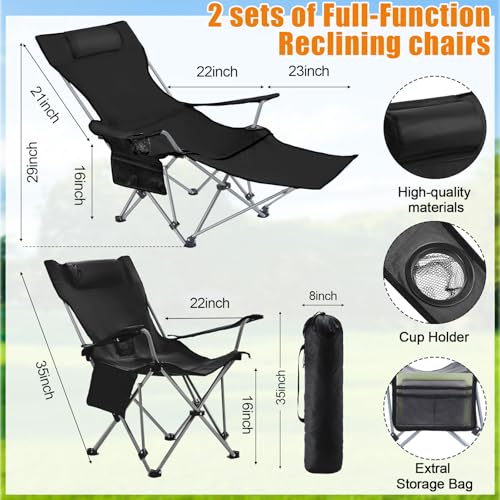 Folding Reclining Camping Chair with Umbrella and Foot Rest Z815