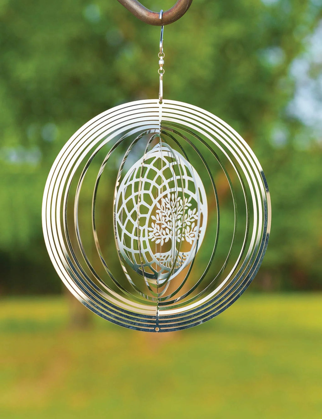 Tree of Life Dreamcatcher Kinetic Wind Spinner Outdoor Metal Hanging Spinners Large 3D Garden Art Wind Sculpture A837657