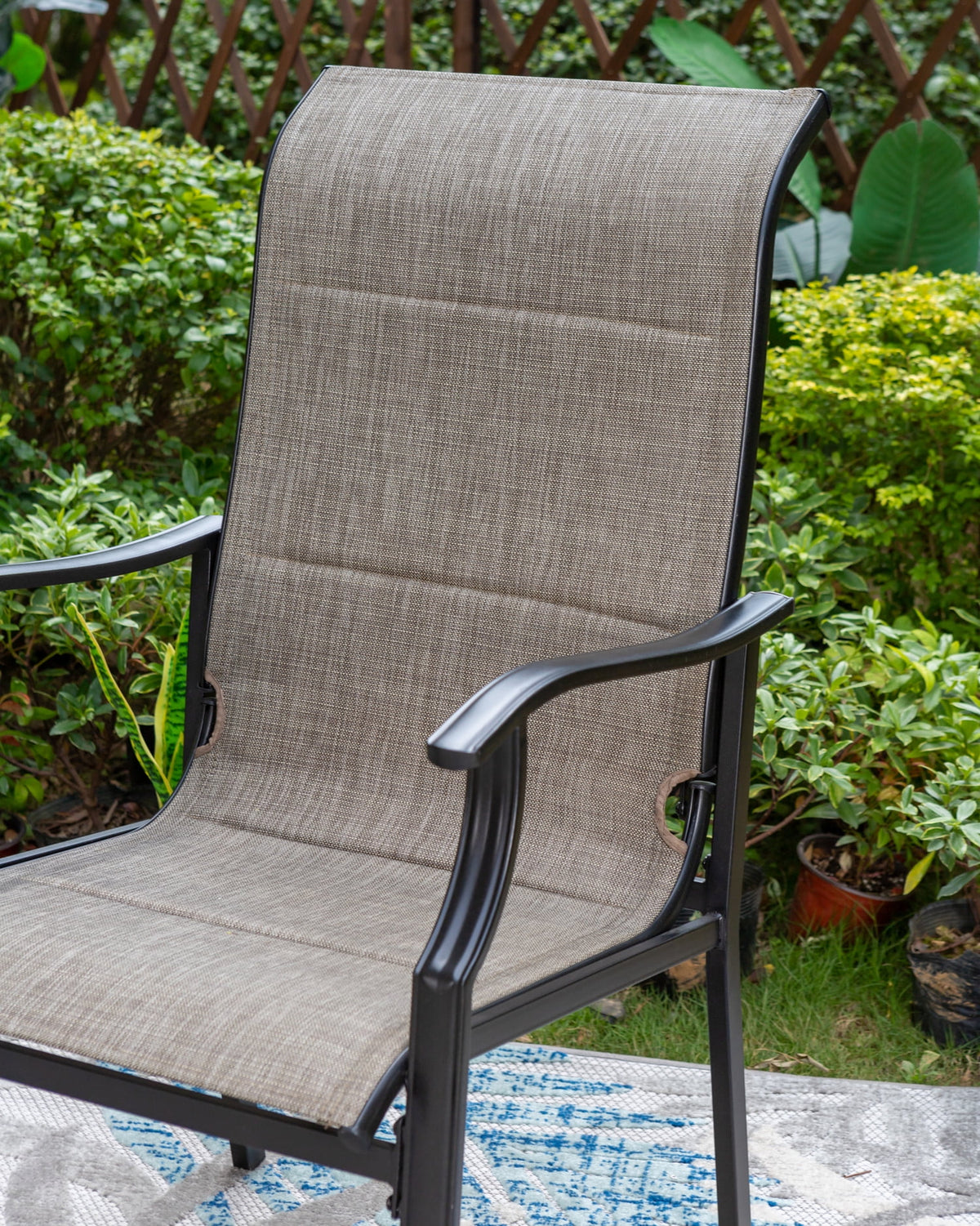 7 Pieces Outdoor Patio Dining Set with 6 Chairs & Steel Frame Table B17854