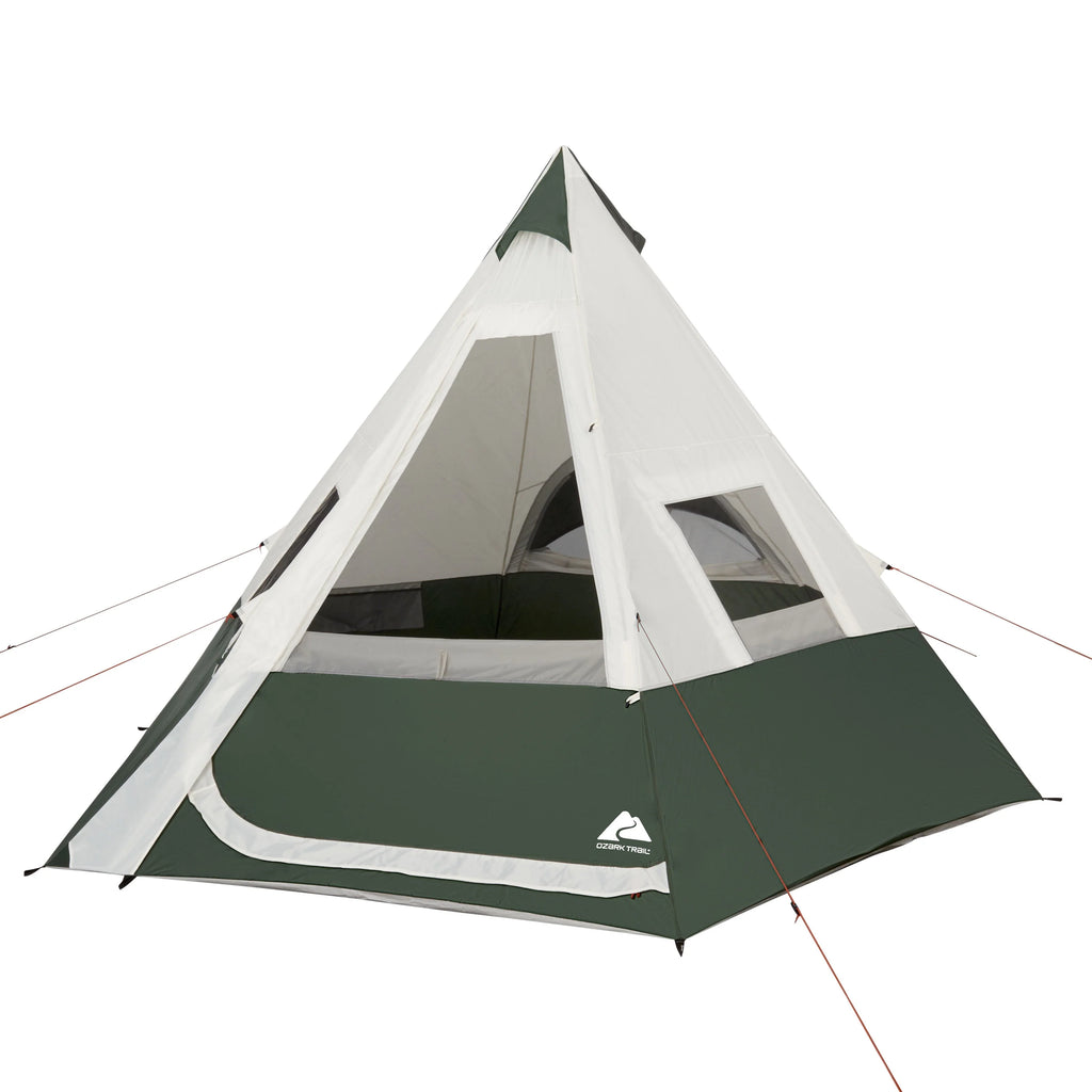 7-Person 1-Room Teepee Tent with Vented Rear Window, Green M8697