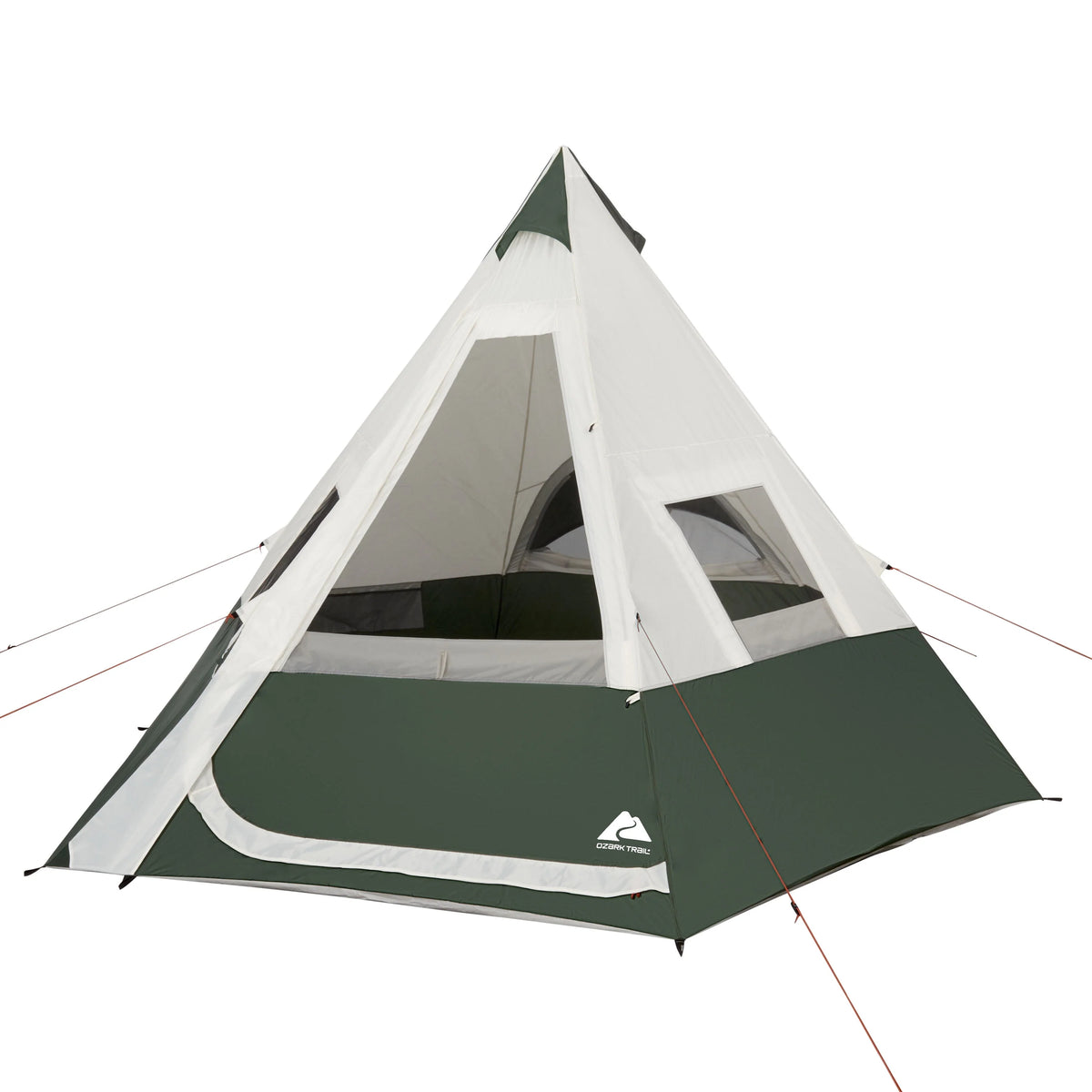 7-Person 1-Room Teepee Tent with Vented Rear Window, Green M8697