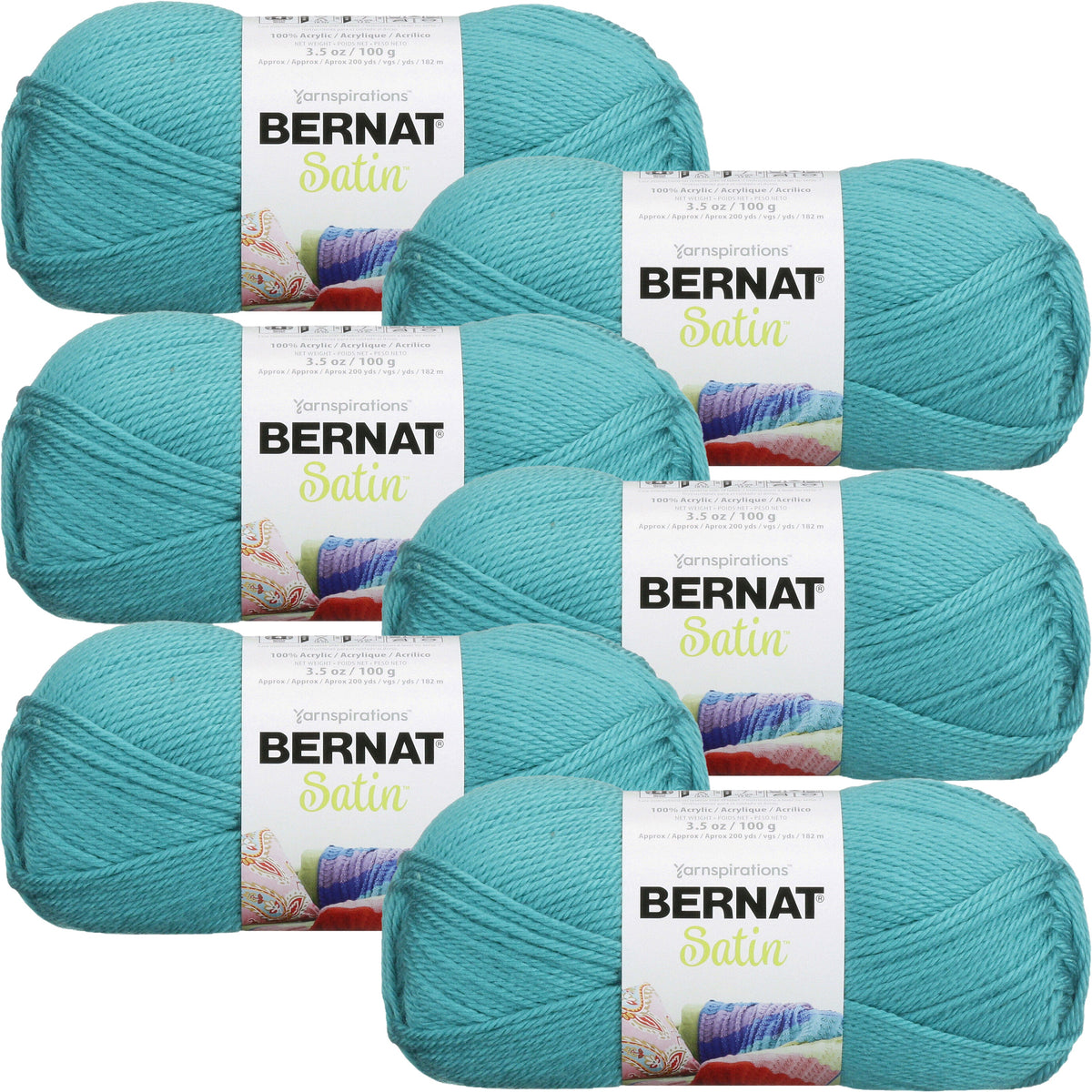 Aqua 6 Pack 100g Acrylic 4 Medium Worsted Yarn D413559