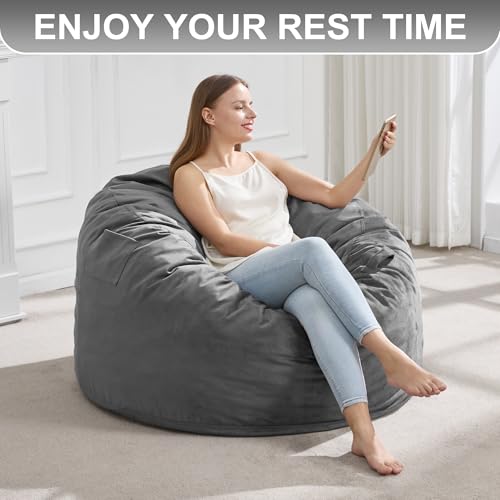 3FT Blue Velvet Memory Foam Bean Bag Chair J74012