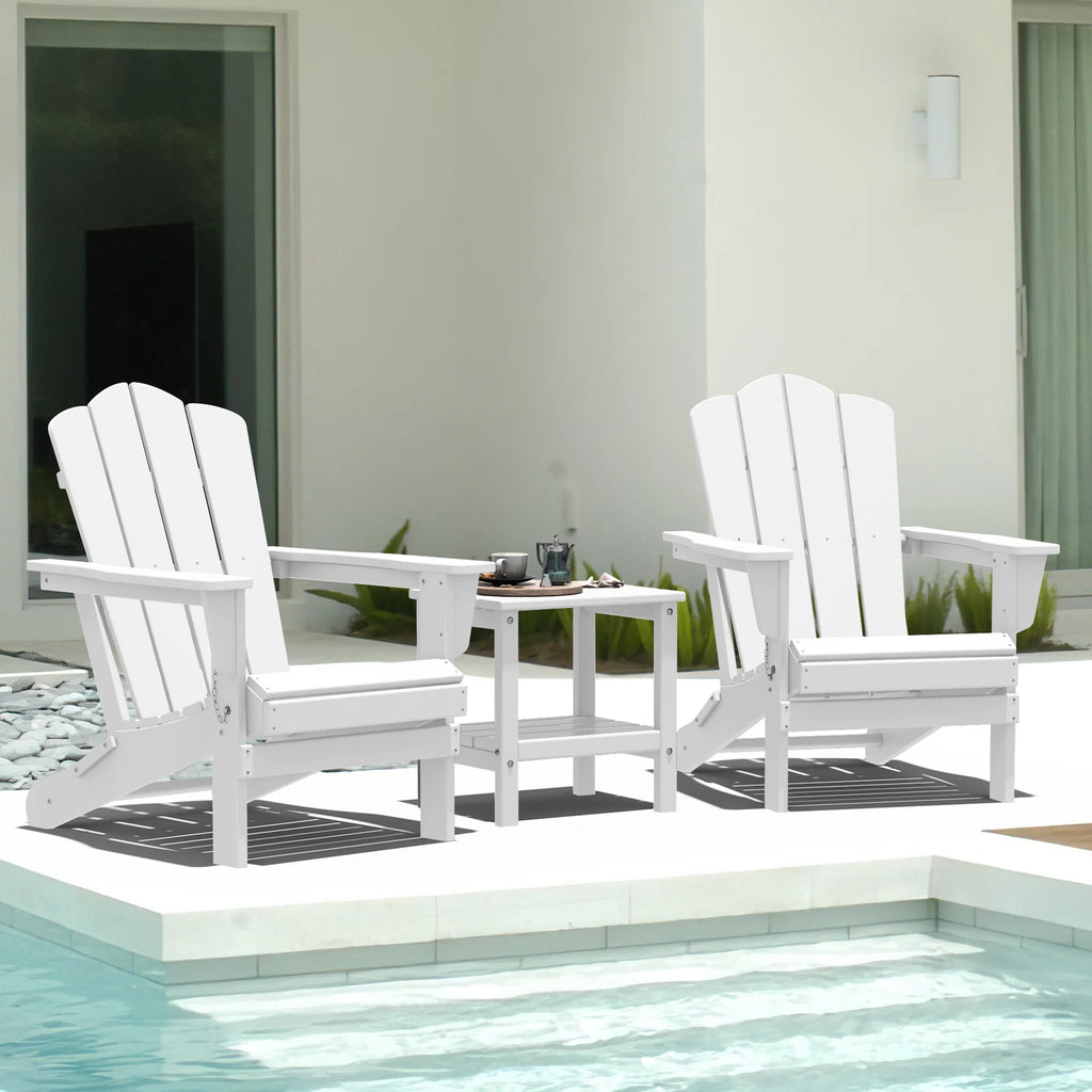 White HDPE Folding Adirondack Chair H44259