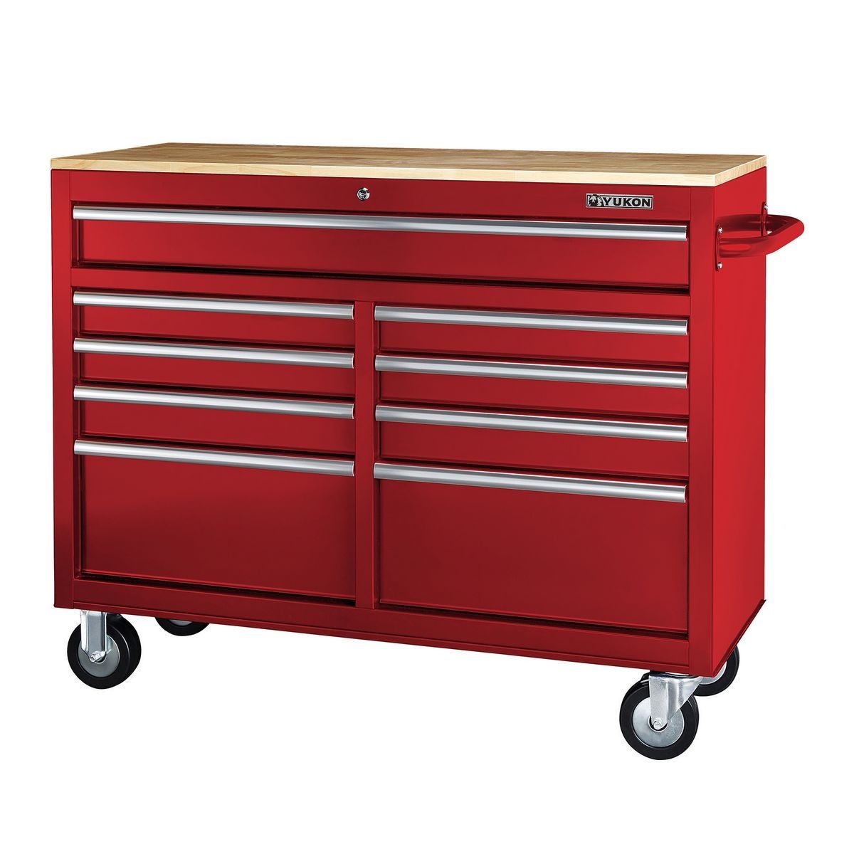 Black 9-Drawer Mobile Storage Cabinet with Solid Wood Top Q415020