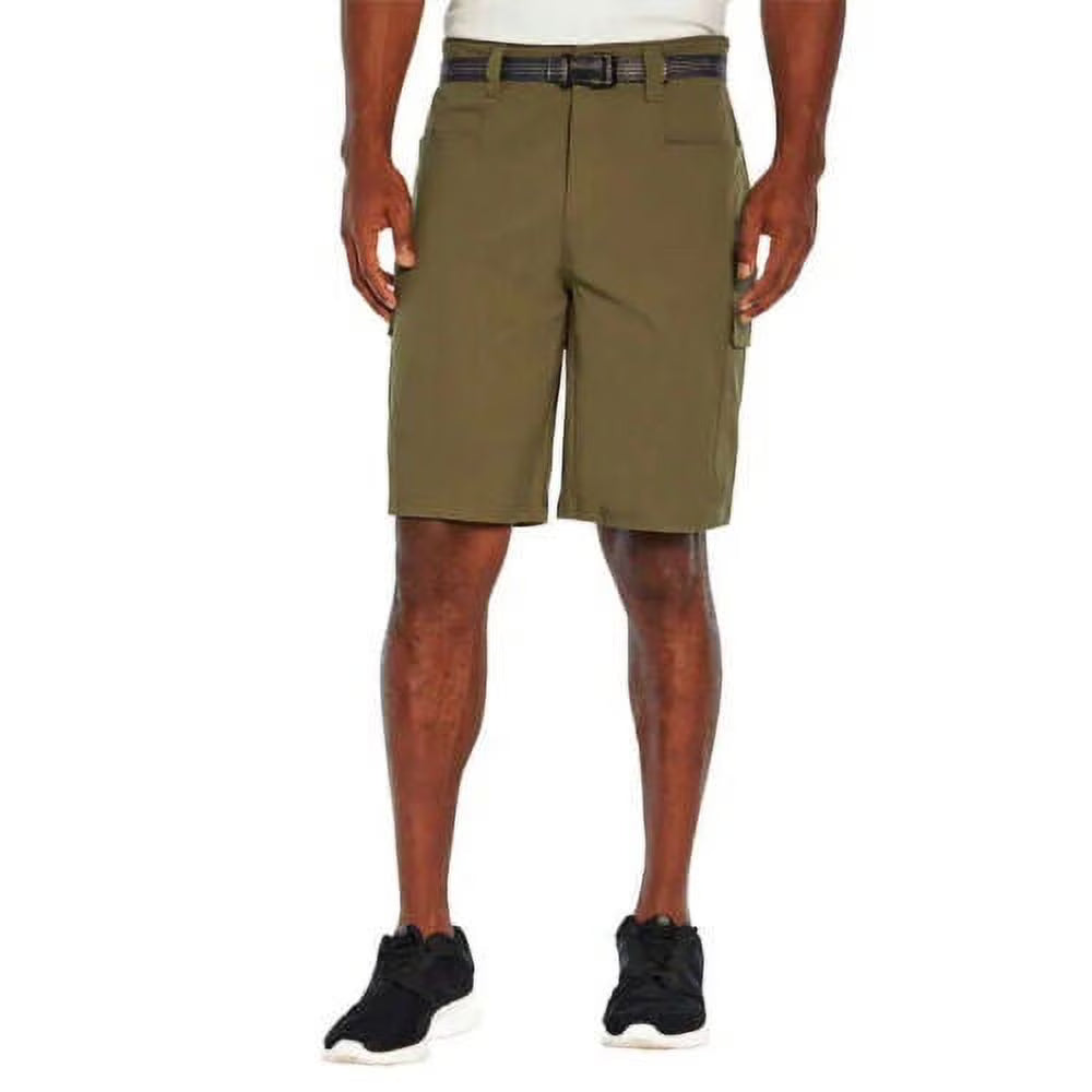 Men's Stretch Cargo Short with Adjustable Belt, Olive Night, 38 U57720
