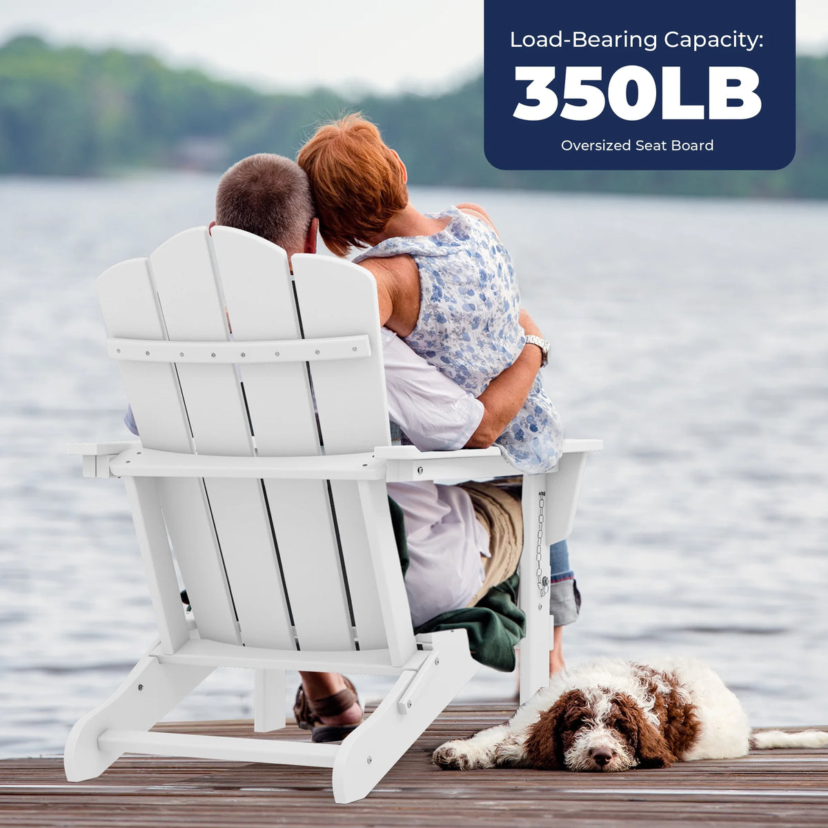 White HDPE Folding Adirondack Chair H44259
