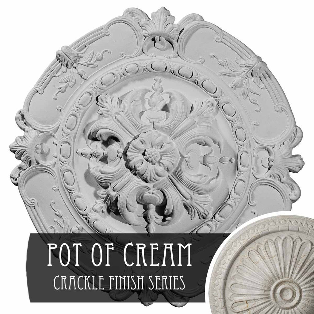 Hand-Painted Pot of Cream Crackle Ceiling Medallion L9441