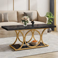 2-Tier Faux Marble Wood Coffee Table with Storage Shelf P833688