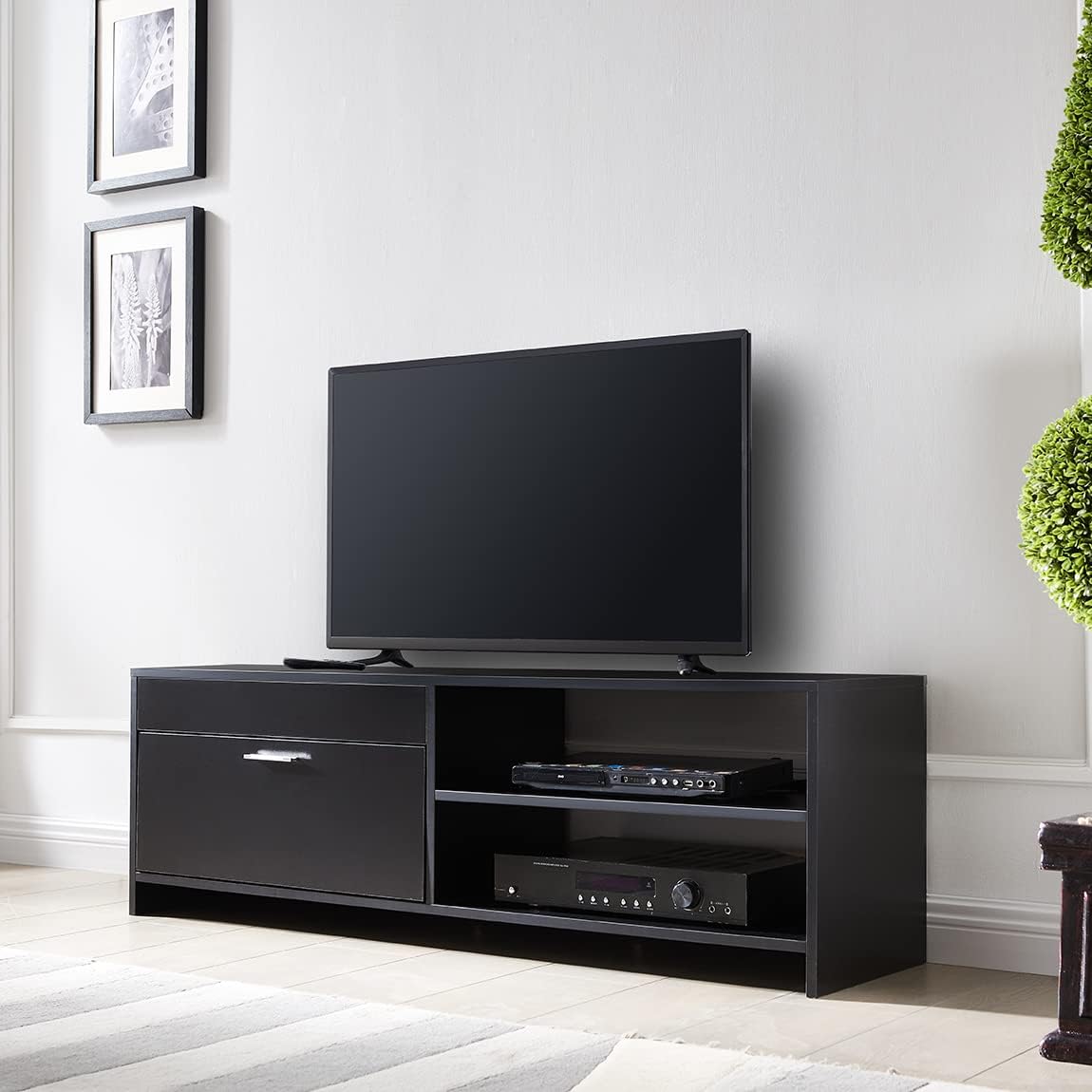 Black TV Cabinet with Storage Drawers T791016
