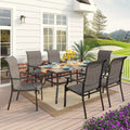 7 Pieces Outdoor Patio Dining Set with 6 Chairs & Steel Frame Table B17854