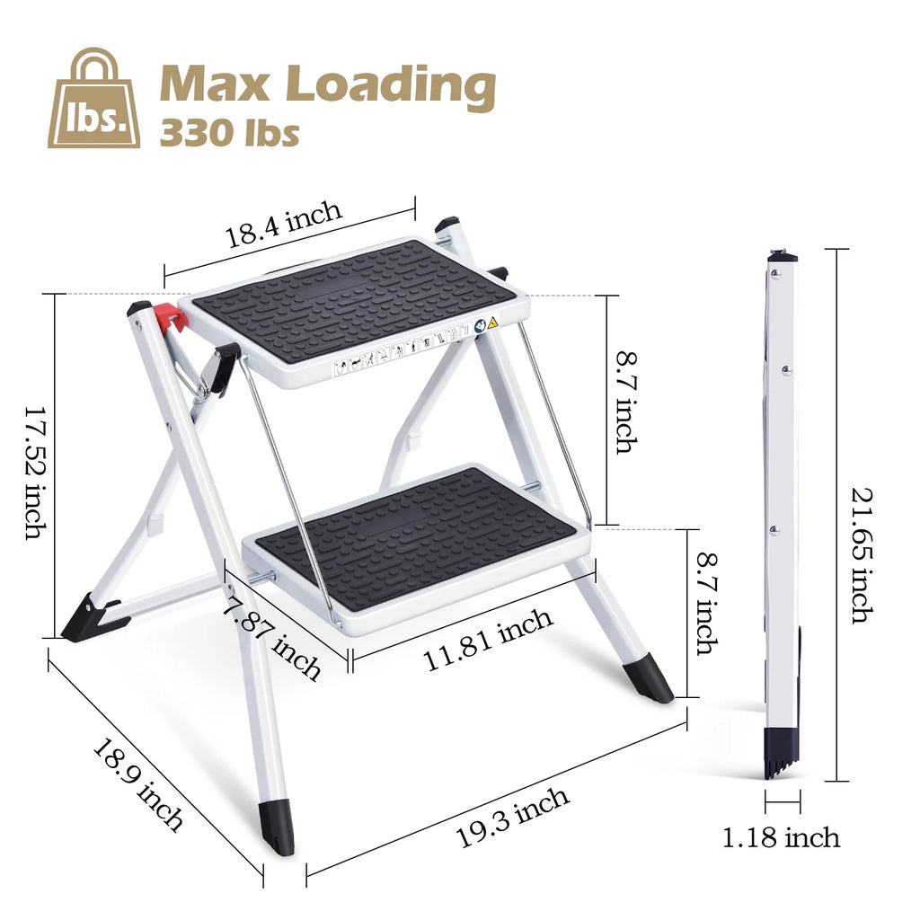 2 Step Folding Non-Slip Ladder 330Lbs Capacity Q9888