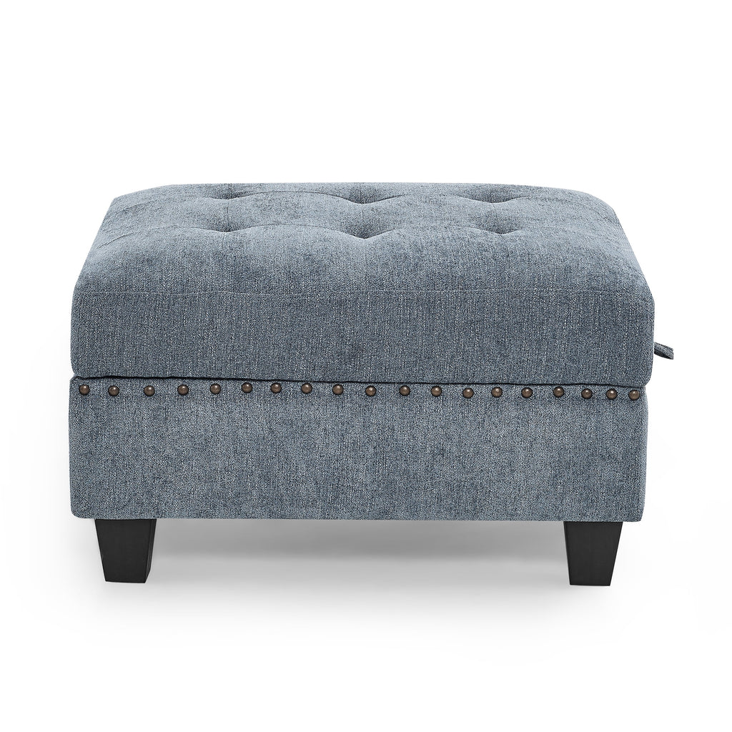 U Shape Modular Sectional Sofa with Seven Single Chair, Four Corner and One Ottoman, Navy Blue P66005