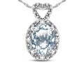 Oval 8x6mm Genuine Aquamarine Heart Pendant Necklace B276103