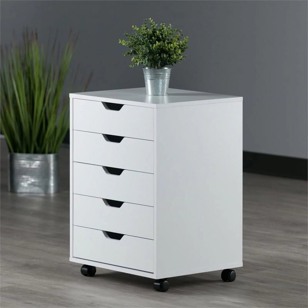 White 5 Drawer Wood File Cabinet C117
